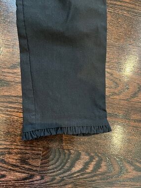 Attyre Black Ankle Crop Pants with Ruffle Hem